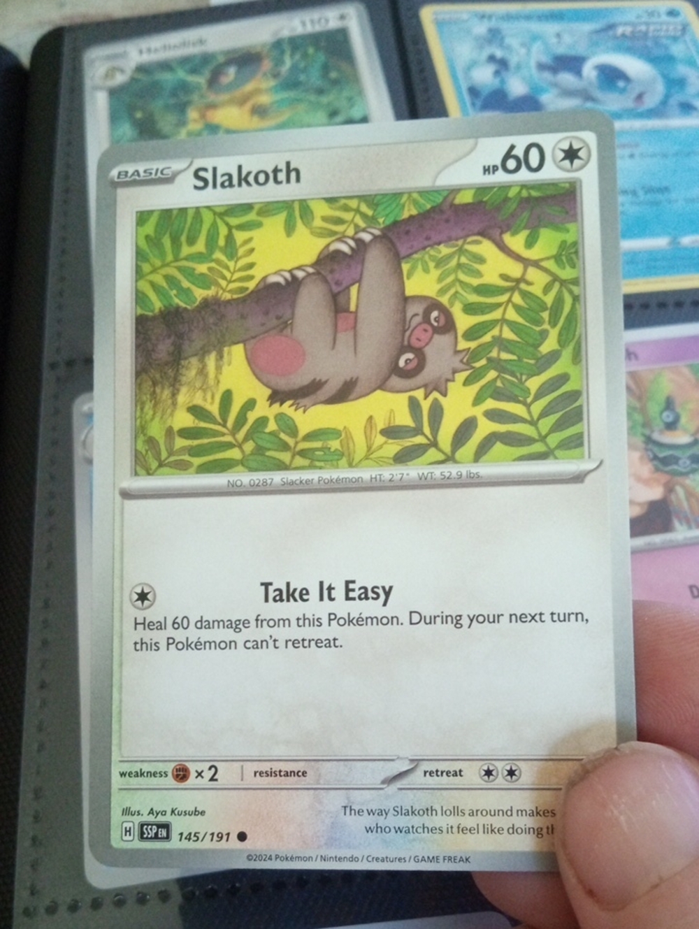 Pokemon Slakoth Card - White, Brown, Green, Yellow